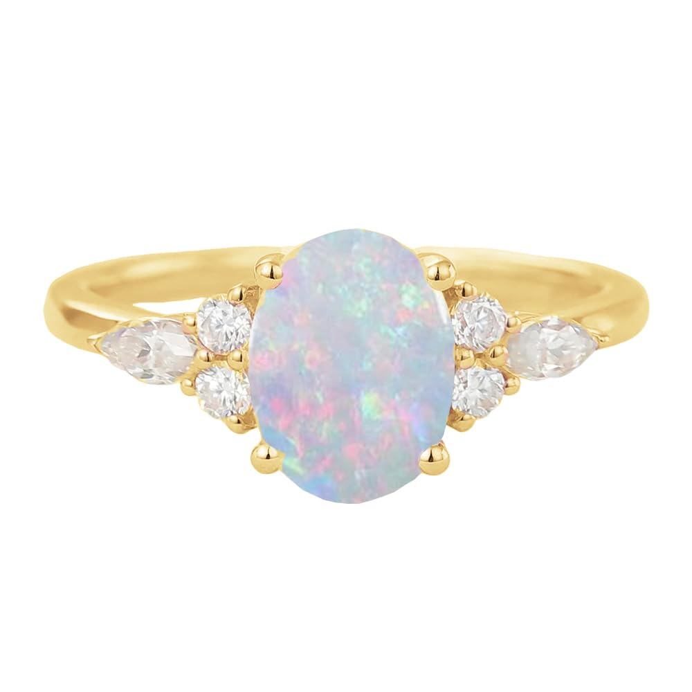 A35. 925 Sterling Silver Opal Rings Wholesale With Zircon Accents