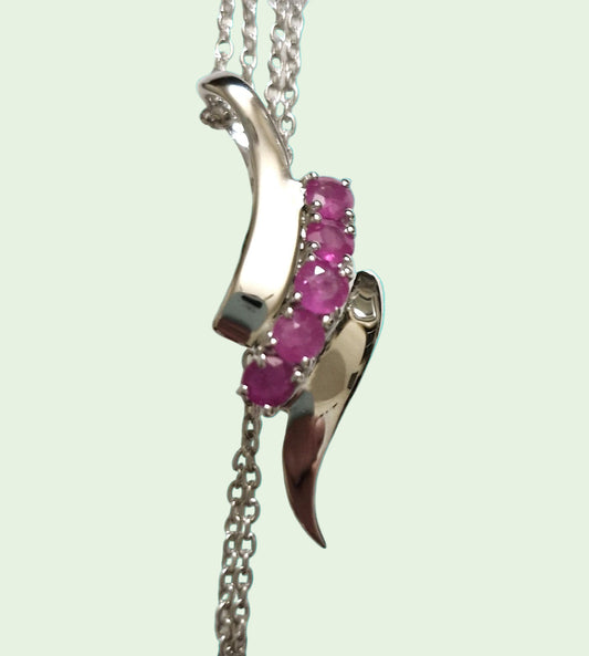 Brilliant Red Ruby Necklace Designed in Sterling Silver