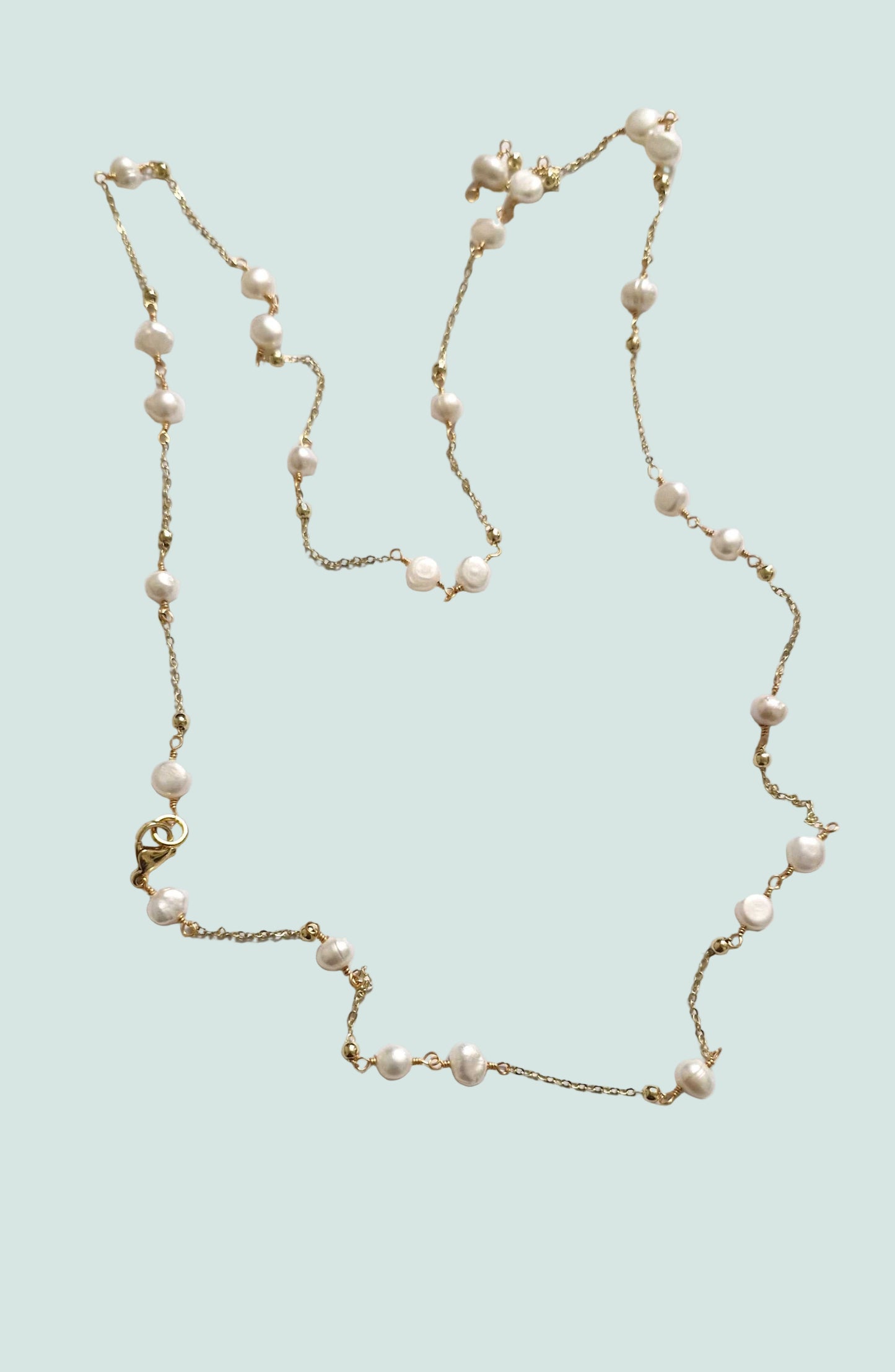 Designer Rosary Necklace with Cultured Freshwater Pearls