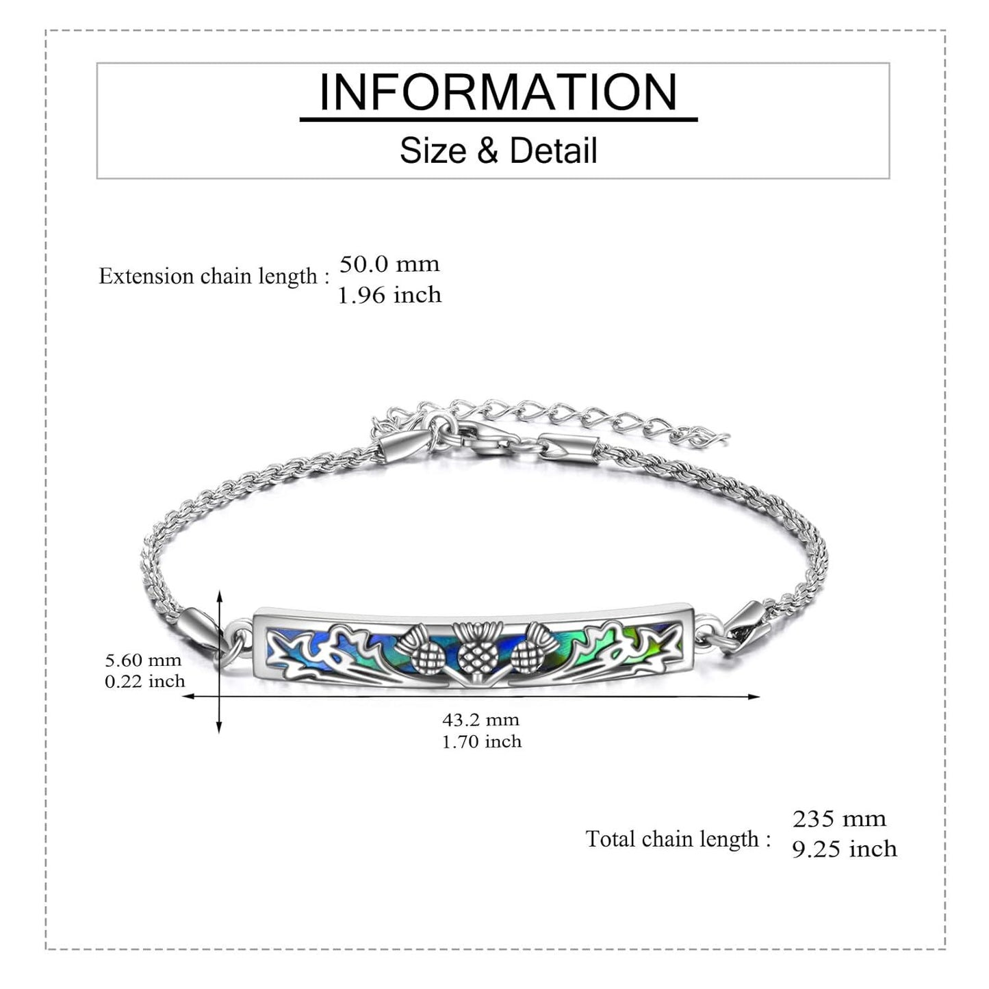 925 Sterling Silver Thistle Inlay Bracelet