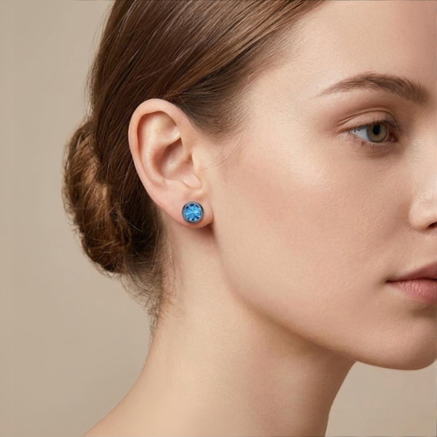 925 Sterling Silver Elegant Blackened Stud Earrings with Faceted Blue Gemstone Accents