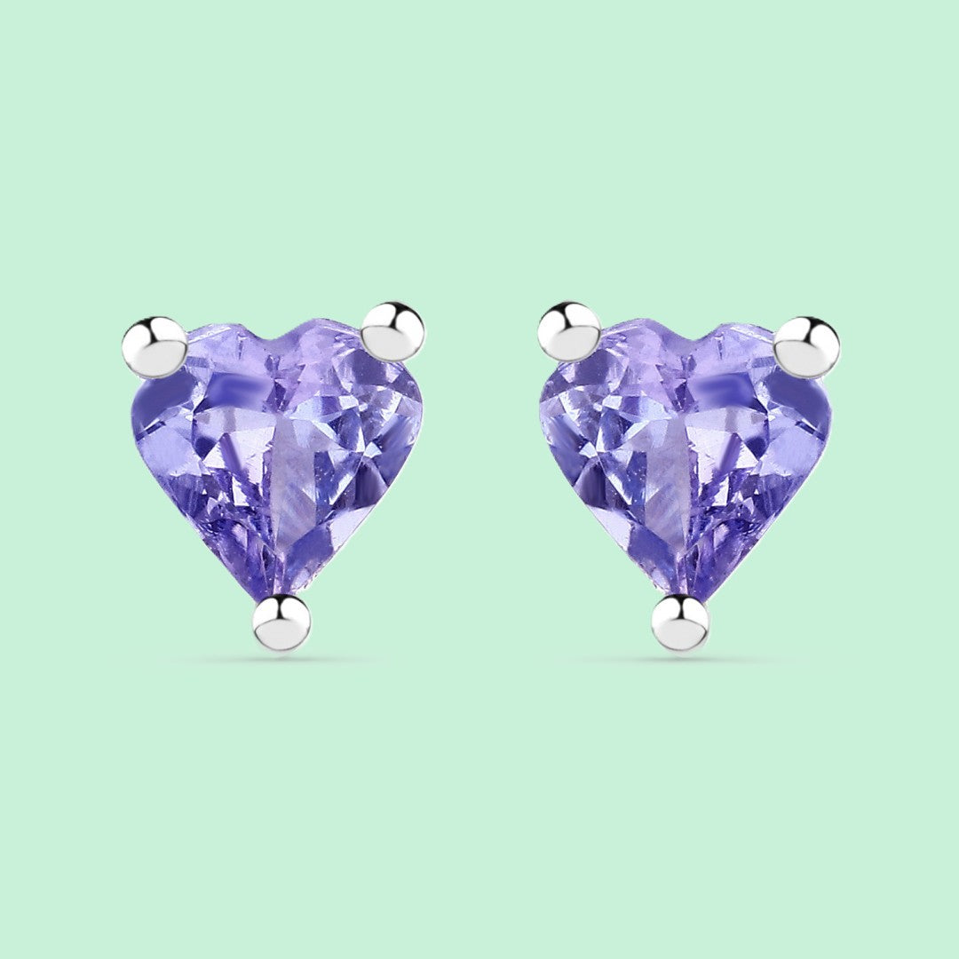 Durable Heart Shaped Tanzanite Stud Earring set