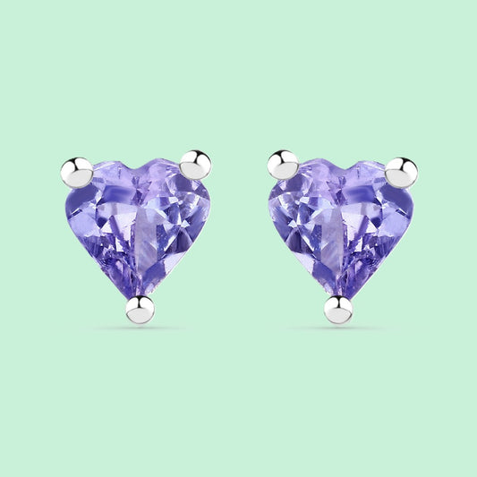 Durable Heart Shaped Tanzanite Stud Earring set