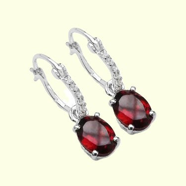 Sophisticated Sterling Silver 3.2CTW Garnet and Topaz Earring set