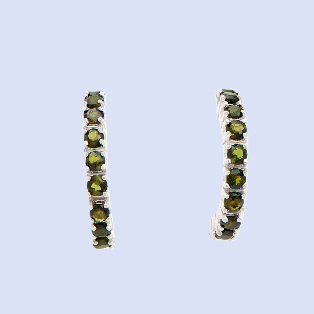 Beautiful Green Tourmaline Earrings set in white gold rhodium over Sterling Silver