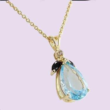 Luxurious Swiss Blue Topaz & Sapphire 18in Necklace