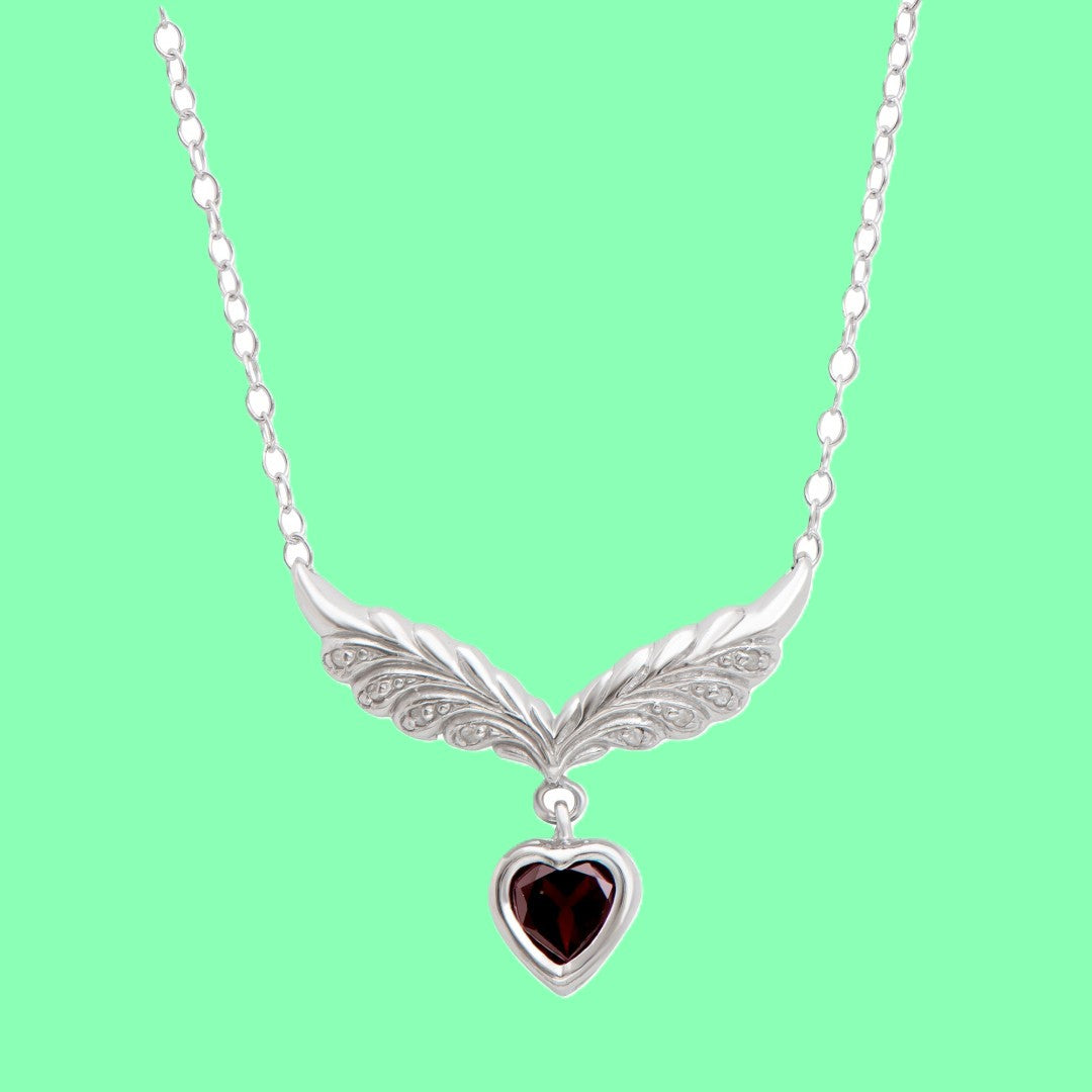 Garnet and Diamond Winged Necklace