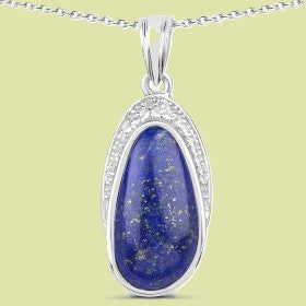 97. Sterling Silver 7.47 carat Lapis Lazuli and Topaz 18 Inch Designer Necklace