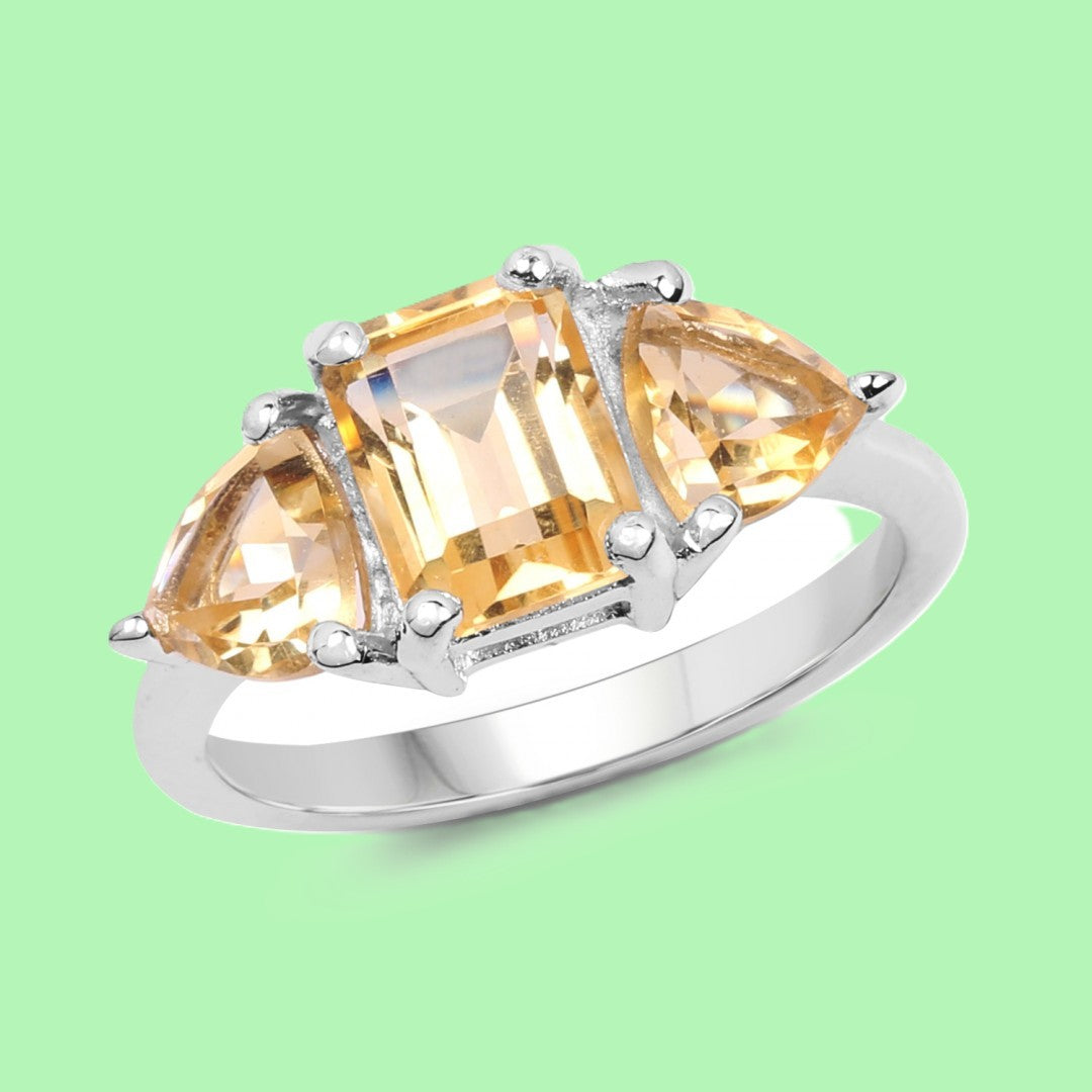 Glamorous 3 CTW Orange Citrine Size 9 Designer Ring