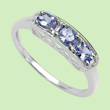 Tanzanite Size 8 Designer Ring in Sterling Silver