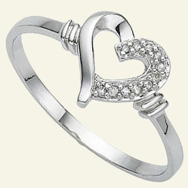 11 Diamonds Set in 14K White Gold Over Solid Sterling Silver