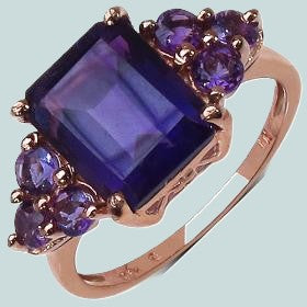 83. 14K Rose Gold over Sterling Silver Amethyst Size 7 Ring