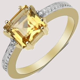 100. 14K Yellow Gold Over Solid Sterling Silver Diamonds and 1.5 CTW Citrine Size 7 Ring