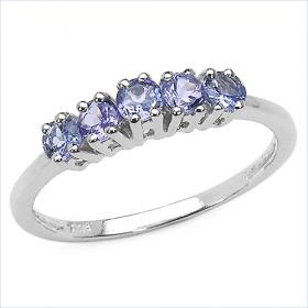 115. Sterling Silver Tanzanite Size 8 Designer Ring