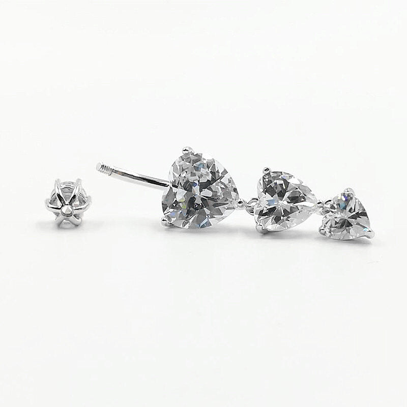 A40. 925 Sterling Silver Heart-shaped Zircon Belly Button Rings For Women
