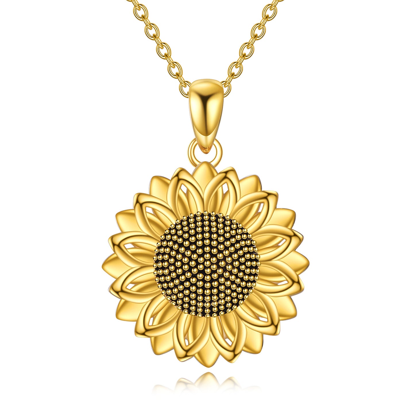 925 Sterling Silver Gold Plated Sunflower Pendant Necklaces for Women