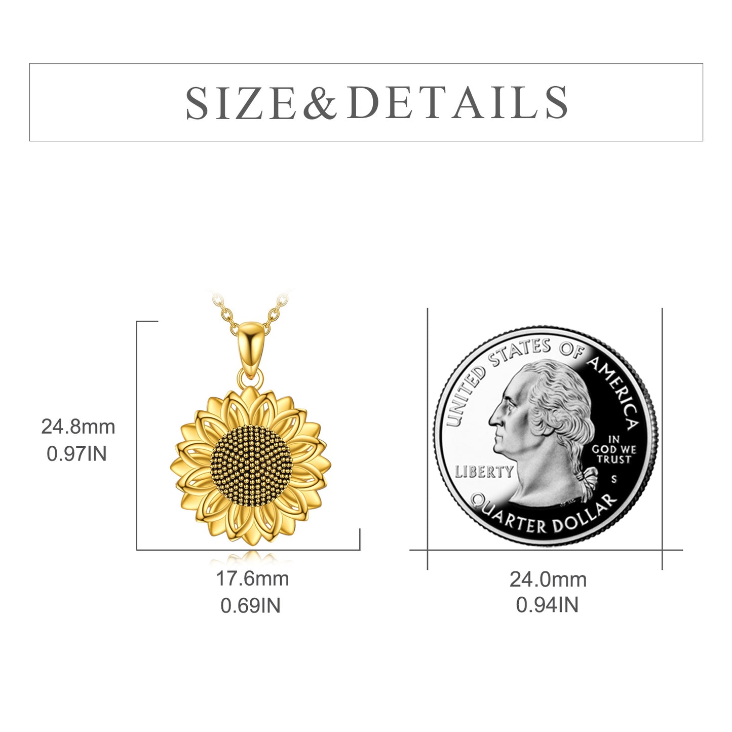 925 Sterling Silver Gold Plated Sunflower Pendant Necklaces for Women