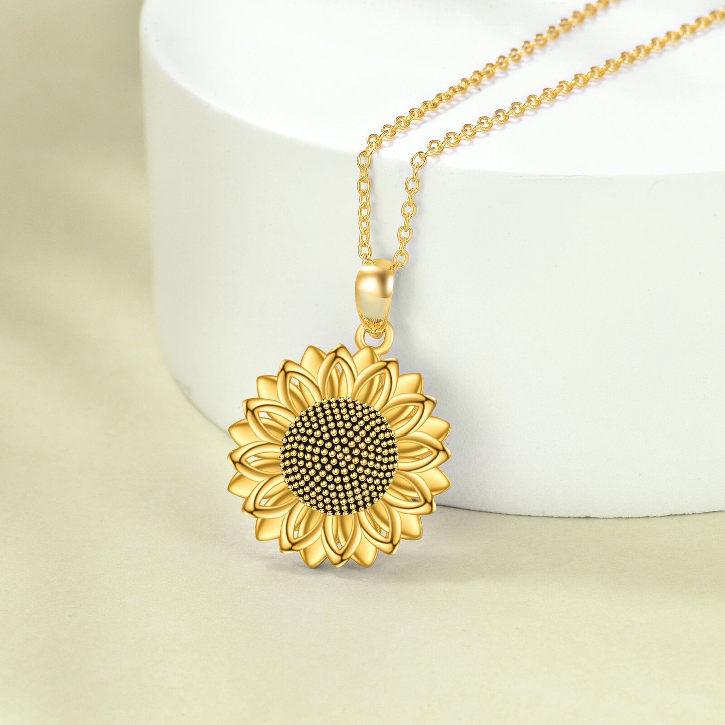 925 Sterling Silver Gold Plated Sunflower Pendant Necklaces for Women