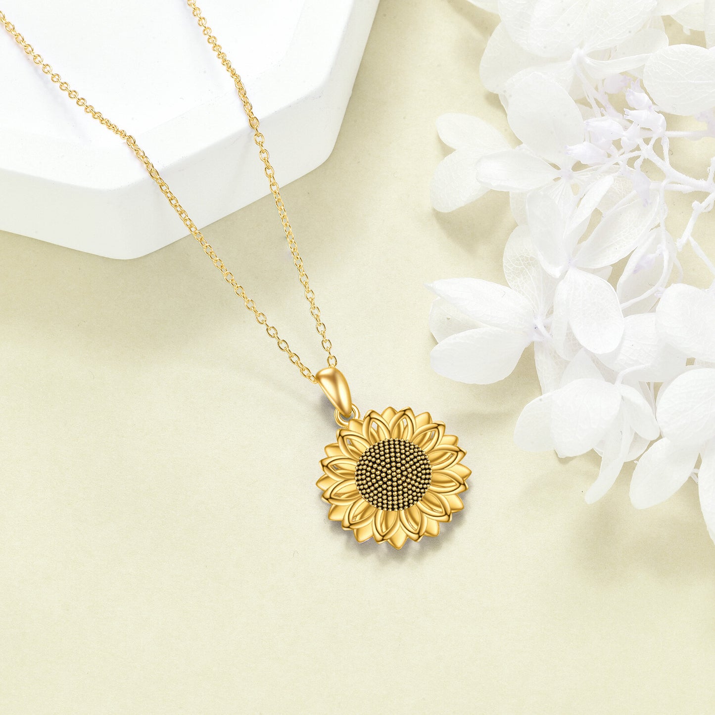 925 Sterling Silver Gold Plated Sunflower Pendant Necklaces for Women