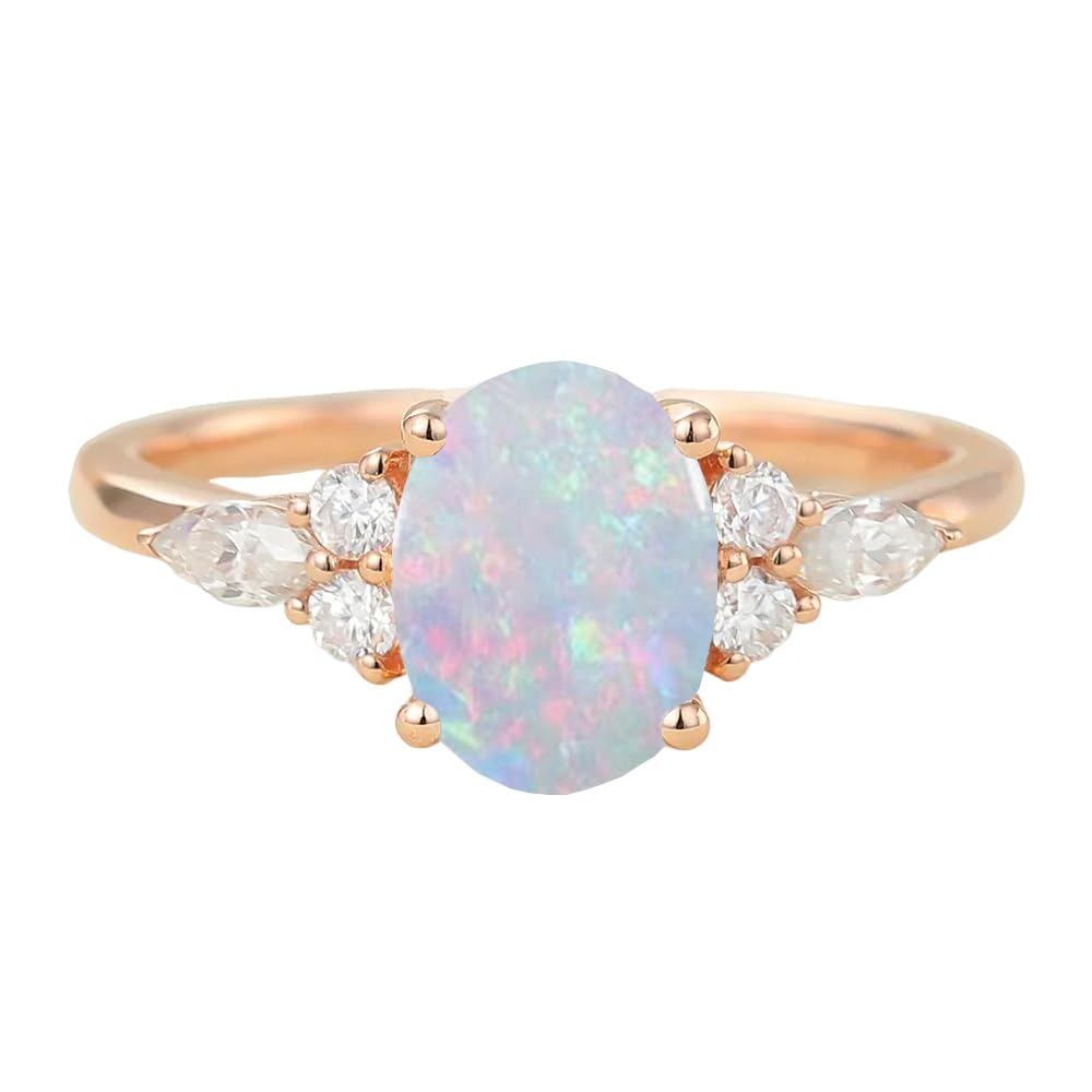 A35. 925 Sterling Silver Opal Rings Wholesale With Zircon Accents
