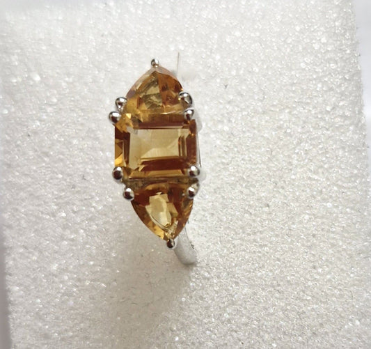 3CTW Orange Citrine Size 9 Designer Ring