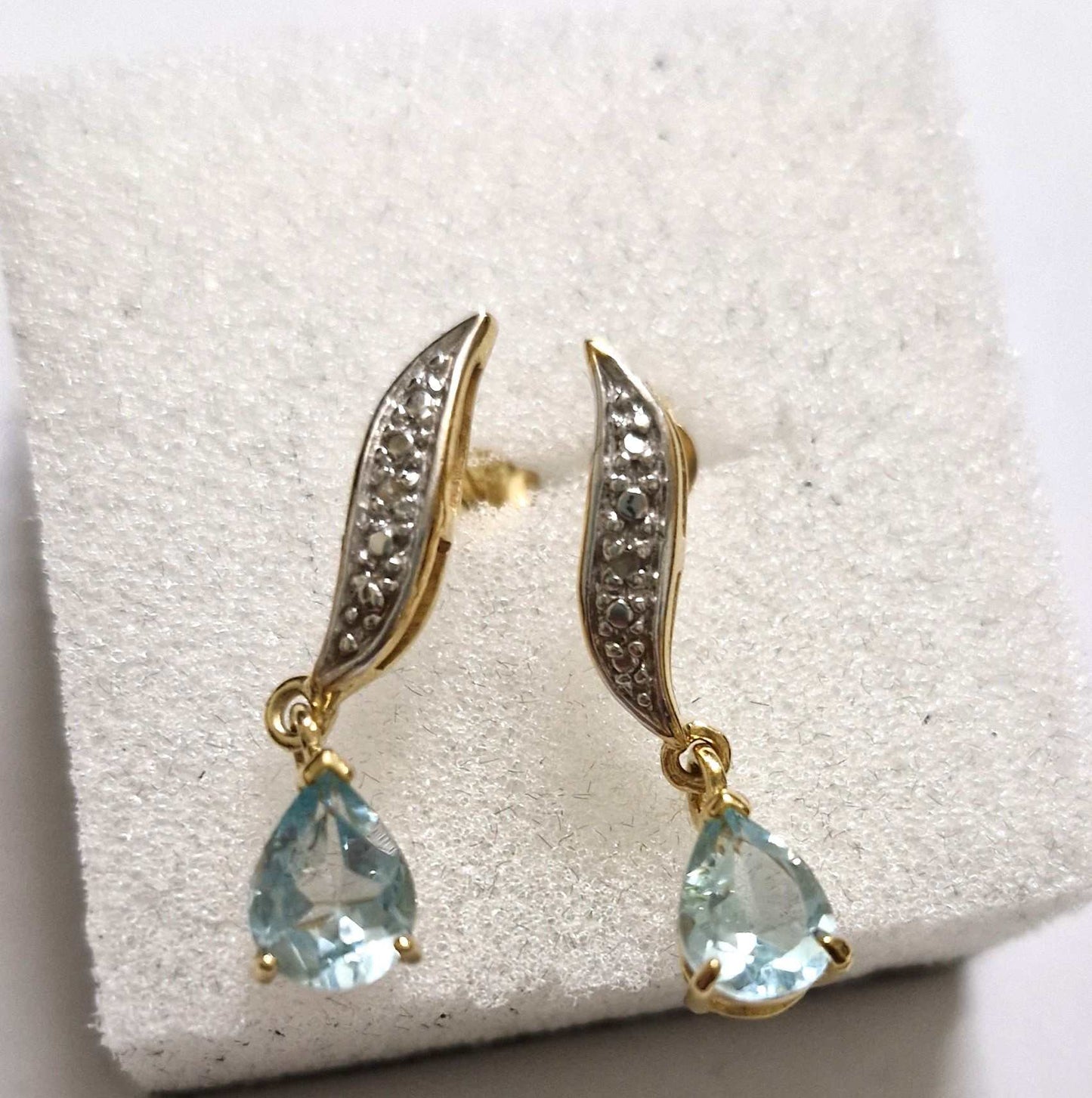 18K Yellow Gold Plated Topaz and Diamond Earrings