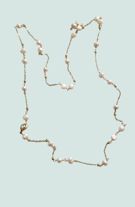 Designer Rosary Necklace with Cultured Freshwater Pearls