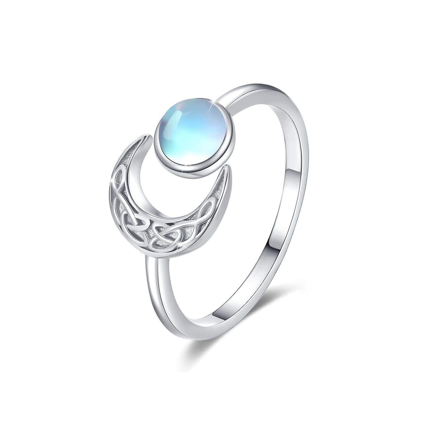 925 Sterling Silver Moon Rings Crescent Open Adjustable Gift for Women
