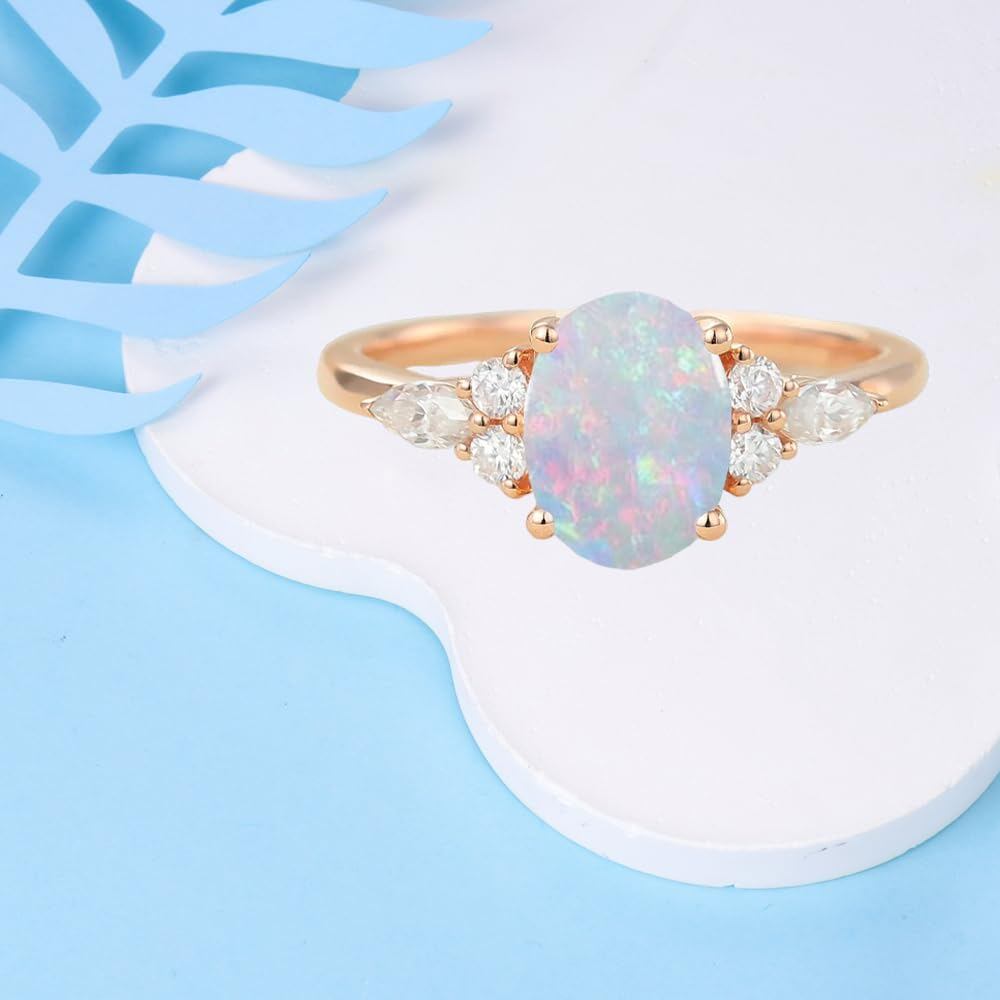 A35. 925 Sterling Silver Opal Rings Wholesale With Zircon Accents