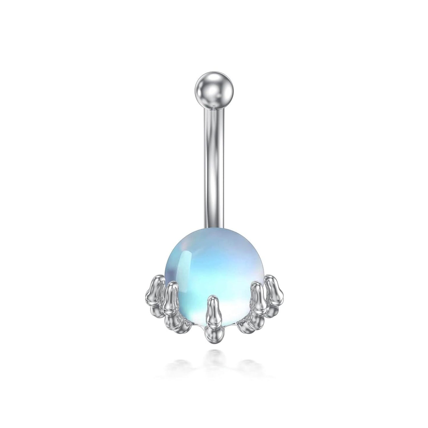 925 Sterling Silver Opal Ball Dangle Belly Button Ring