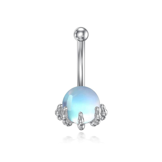 925 Sterling Silver Opal Ball Dangle Belly Button Ring