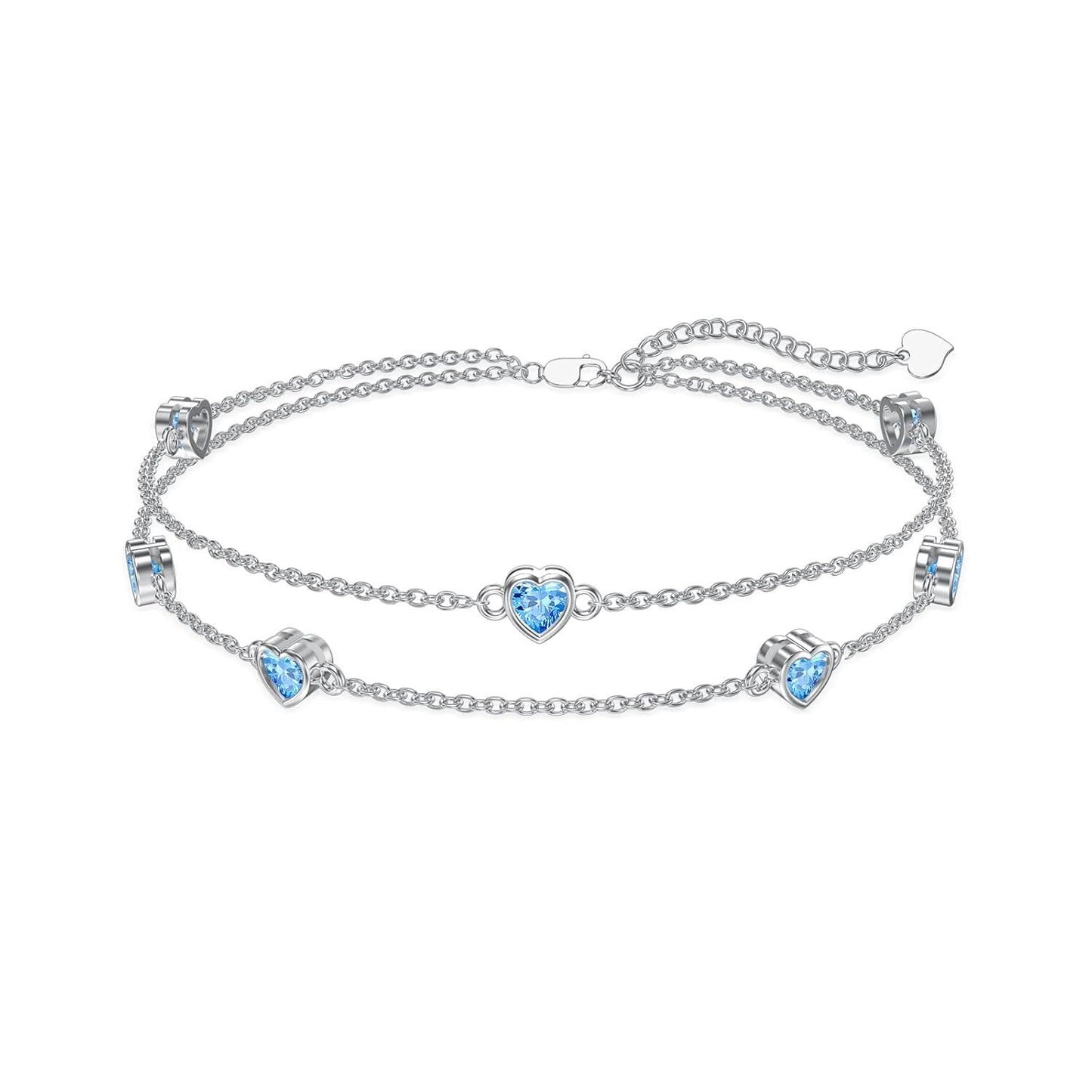 925 Sterling Silver Heart Charm Bracelet/Anklet