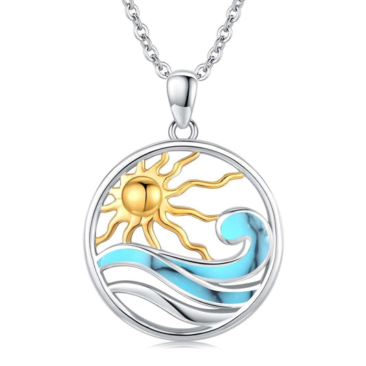 A25. 925 Sterling Silver Sun And Ocean Pendant Necklace Wholesale For Women Men