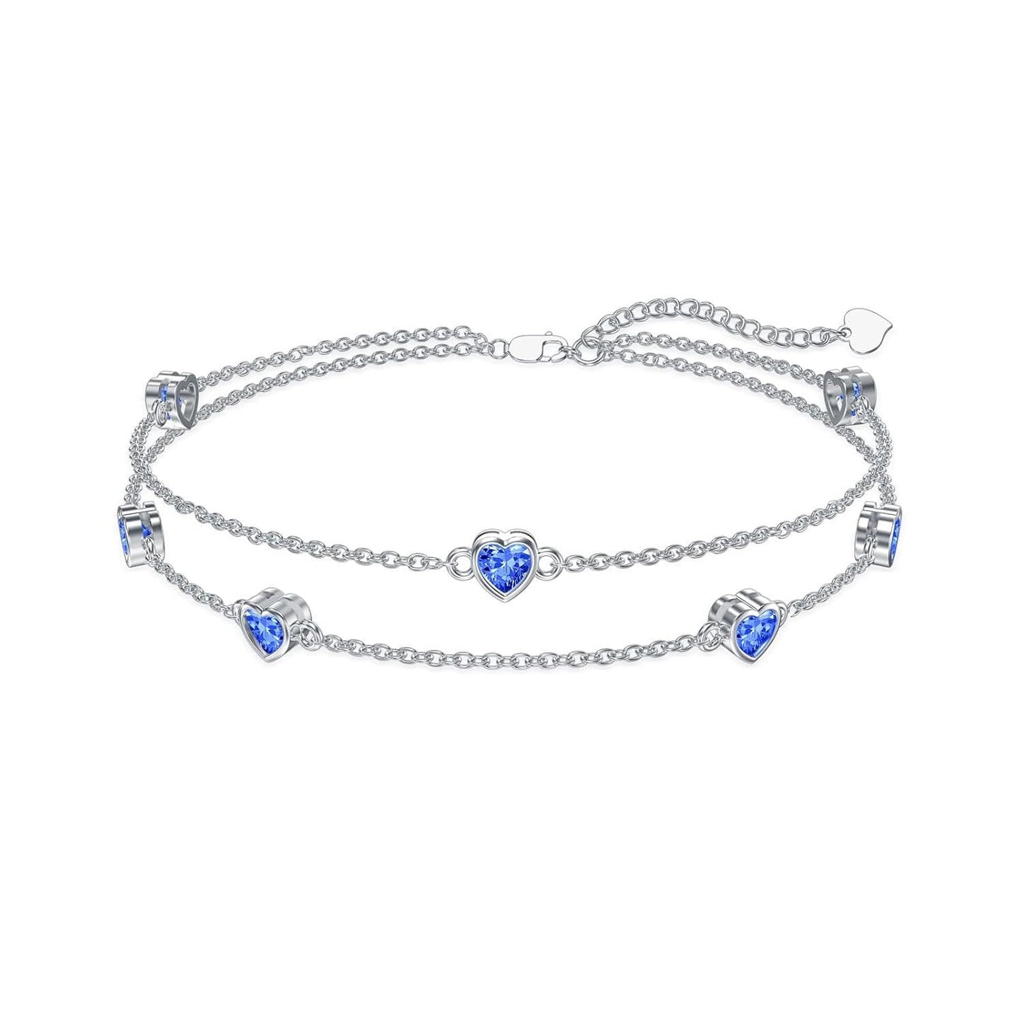 925 Sterling Silver Heart Charm Bracelet/Anklet
