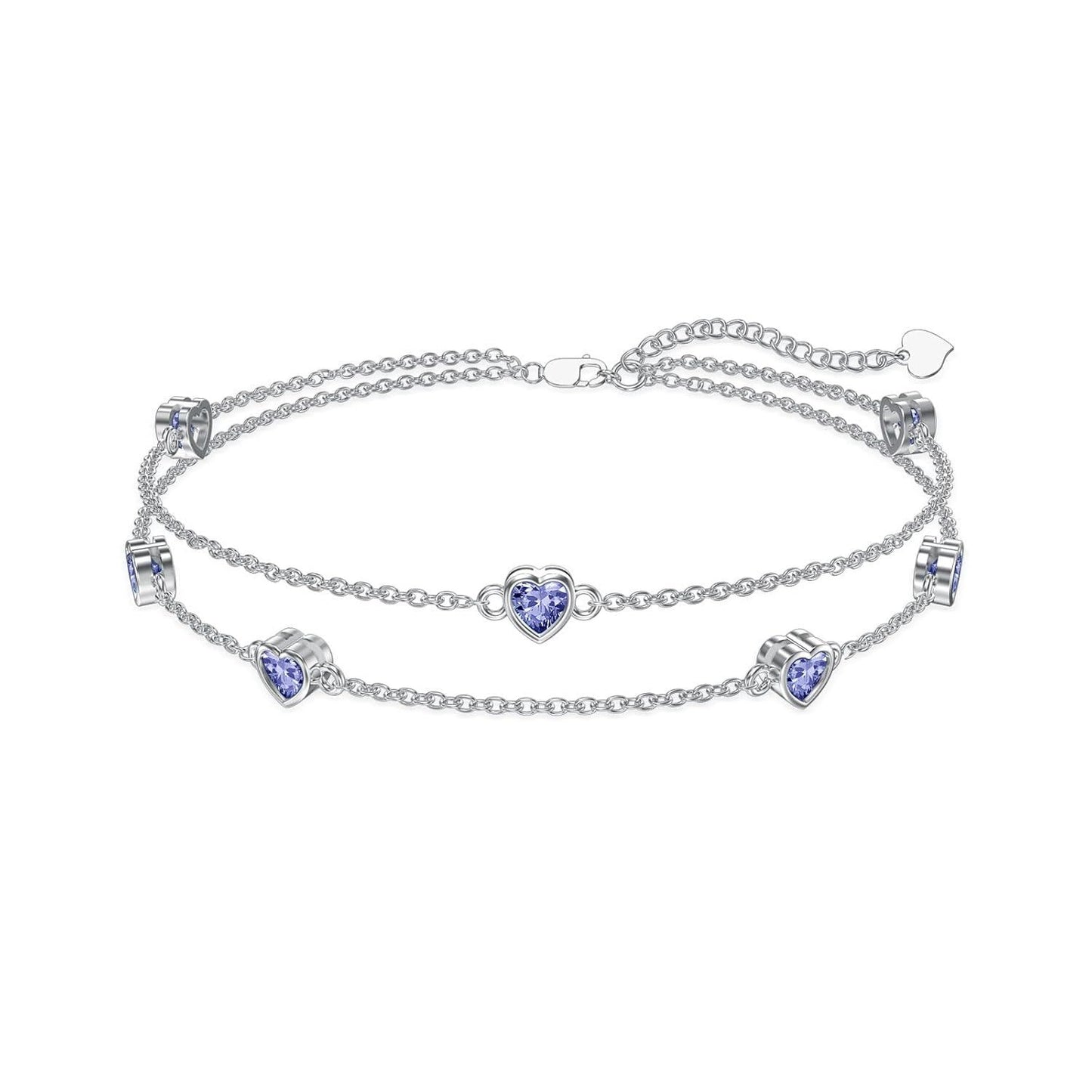 925 Sterling Silver Heart Charm Bracelet/Anklet