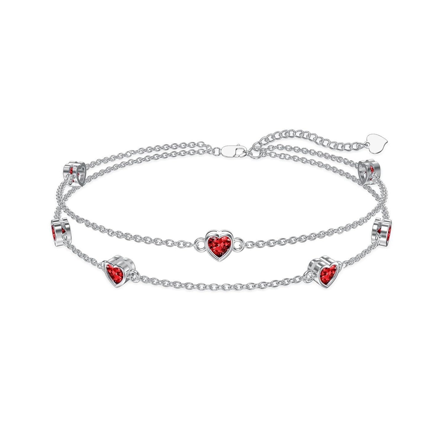 925 Sterling Silver Heart Charm Bracelet/Anklet