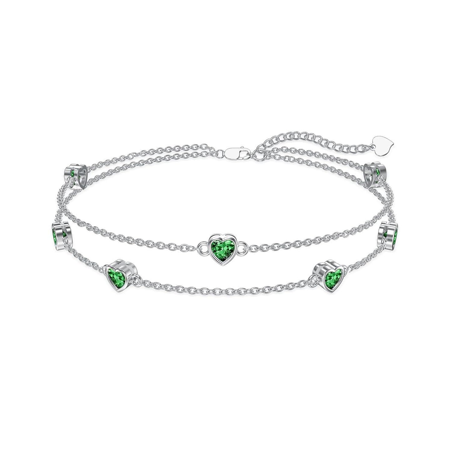 925 Sterling Silver Heart Charm Bracelet/Anklet
