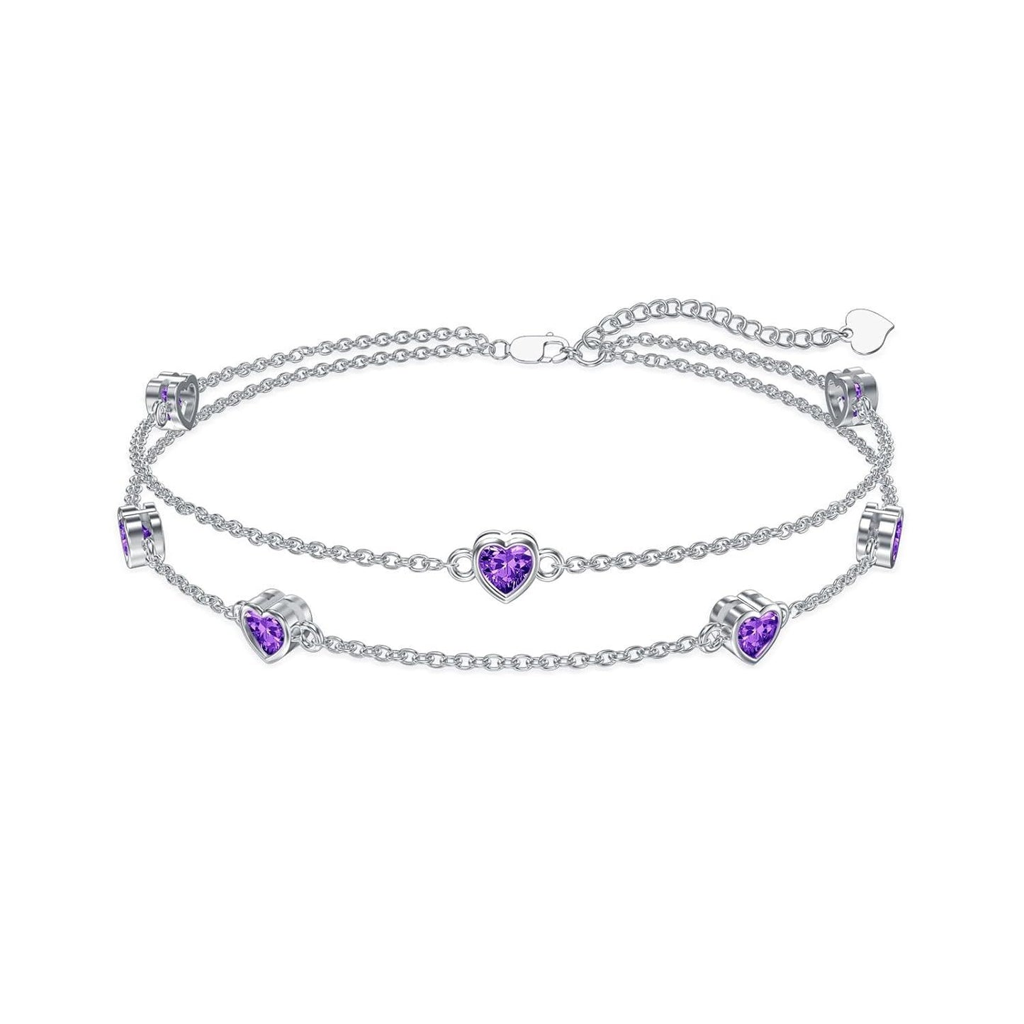 925 Sterling Silver Heart Charm Bracelet/Anklet