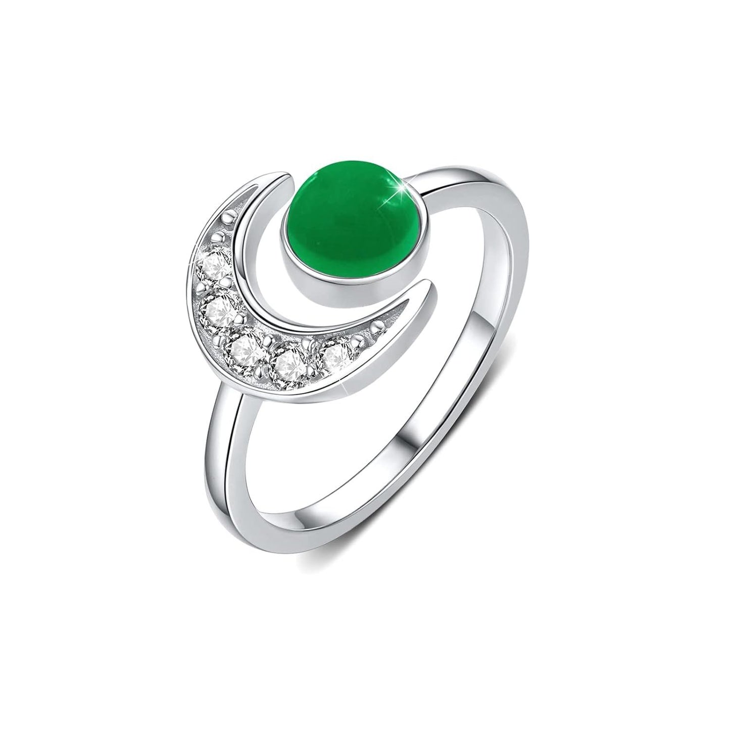 925 Sterling Silver Moon Rings Crescent Open Adjustable Gift for Women