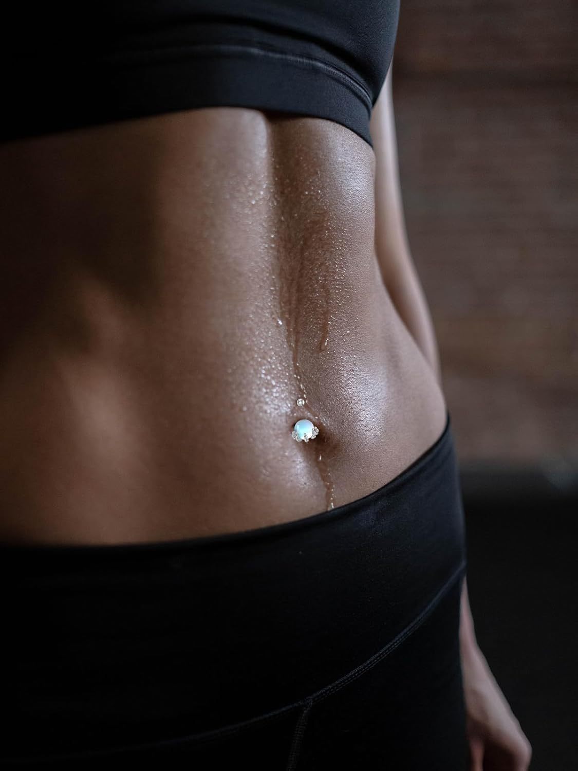 925 Sterling Silver Opal Ball Dangle Belly Button Ring