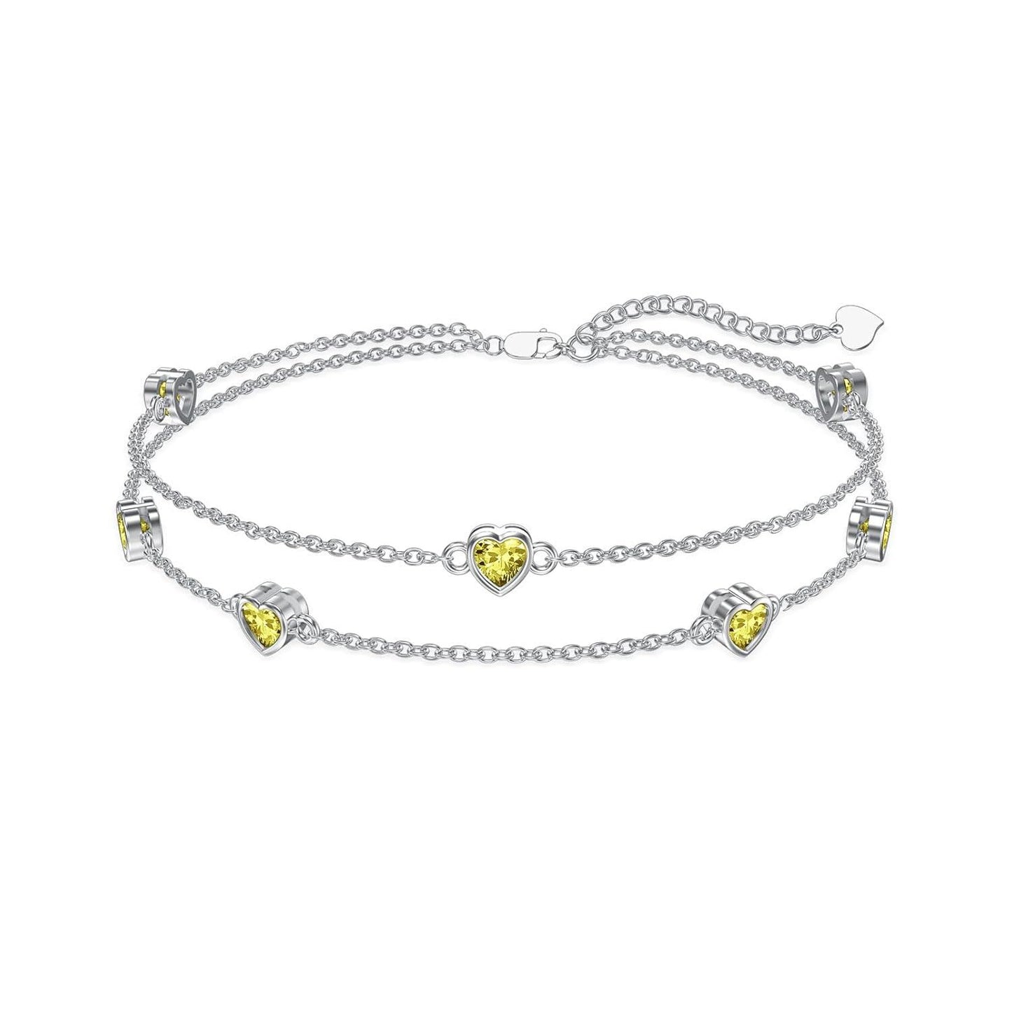925 Sterling Silver Heart Charm Bracelet/Anklet