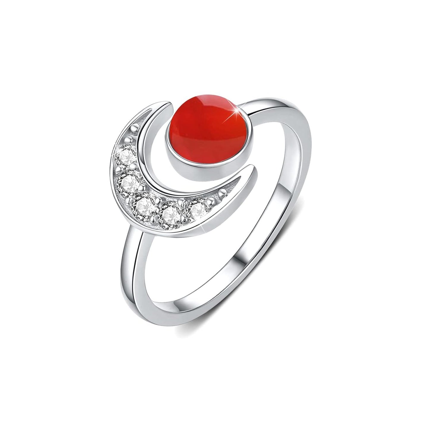 925 Sterling Silver Moon Rings Crescent Open Adjustable Gift for Women