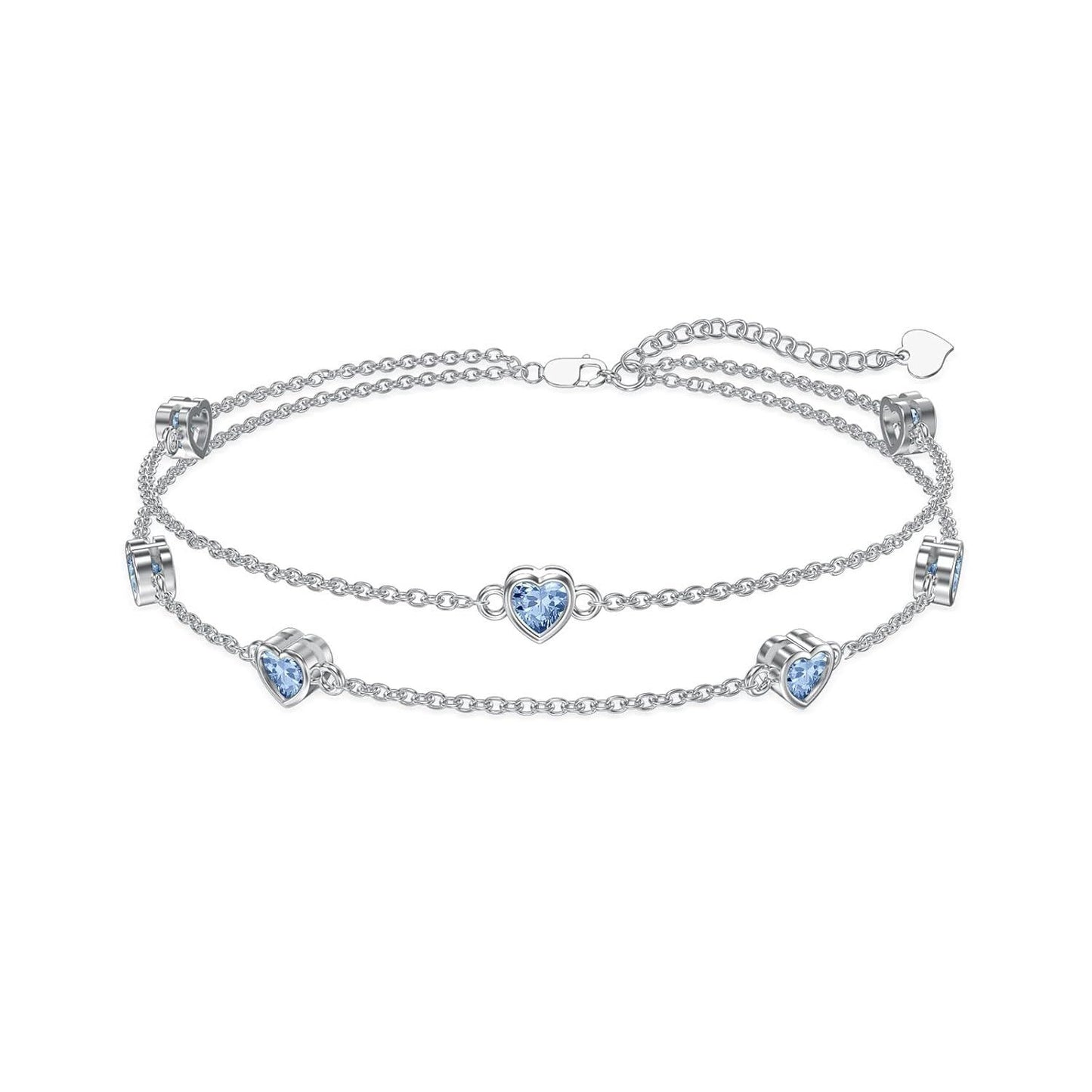 925 Sterling Silver Heart Charm Bracelet/Anklet