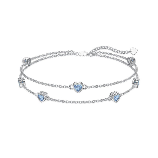 925 Sterling Silver Heart Charm Bracelet/Anklet