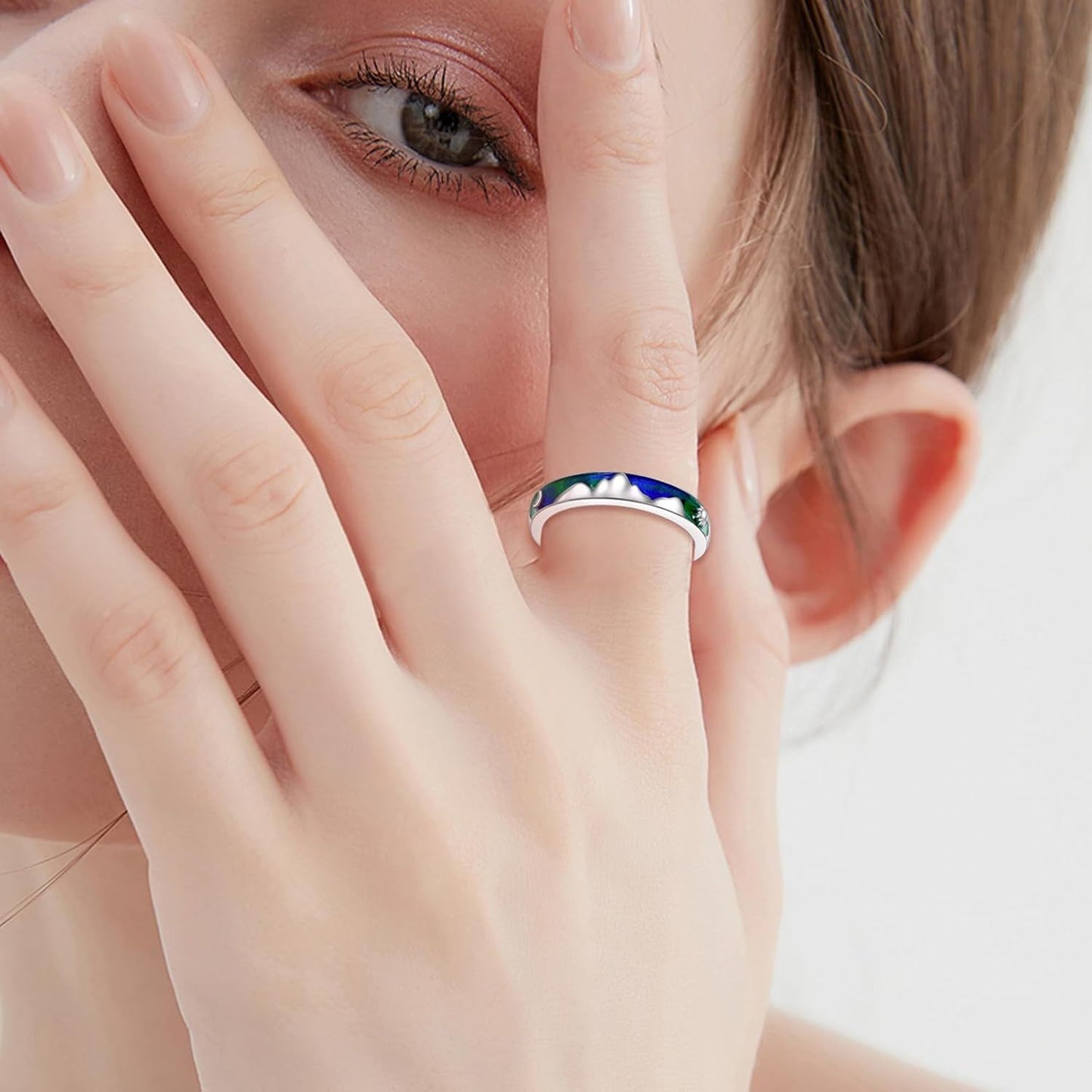 A26. 925 Sterling Silver Mountain Rings With Enamel Details