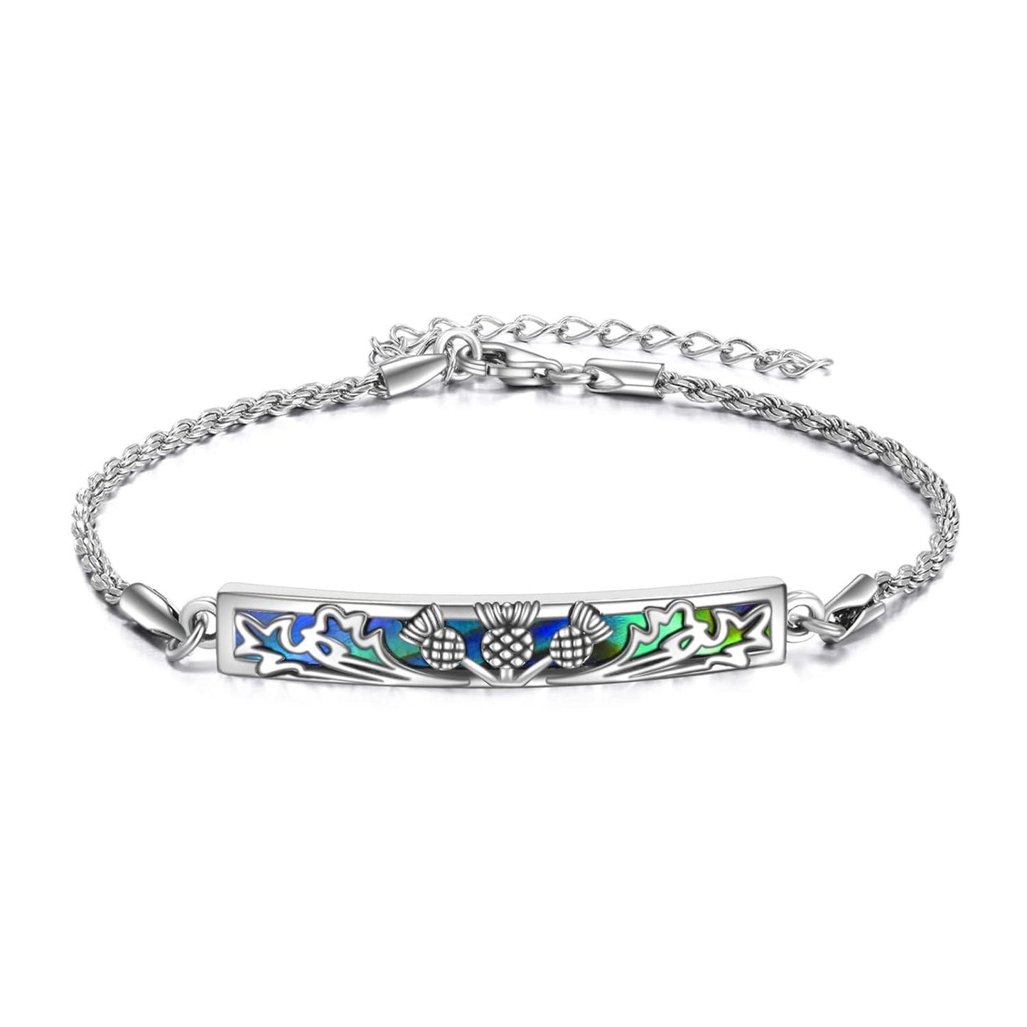 925 Sterling Silver Thistle Inlay Bracelet