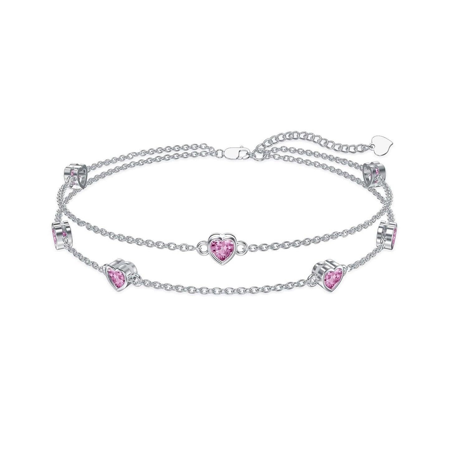 925 Sterling Silver Heart Charm Bracelet/Anklet