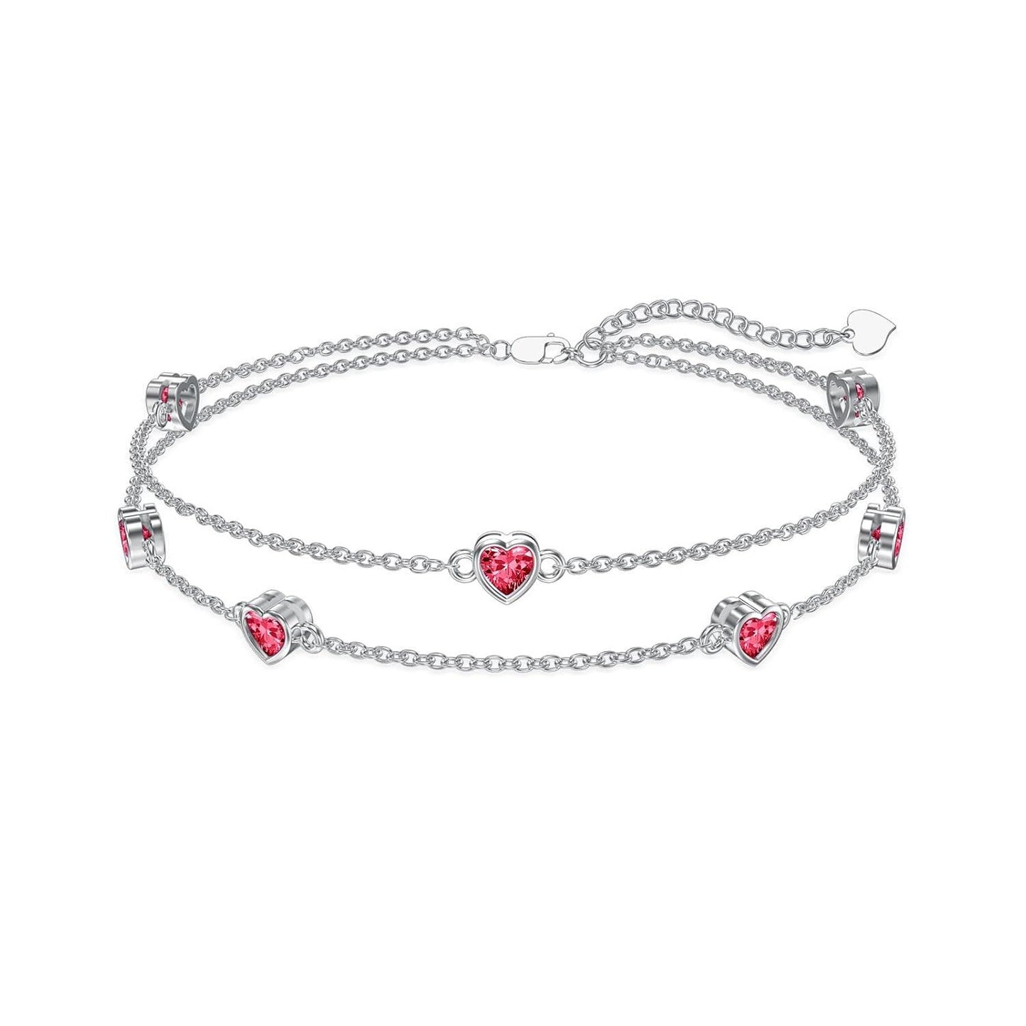 925 Sterling Silver Heart Charm Bracelet/Anklet