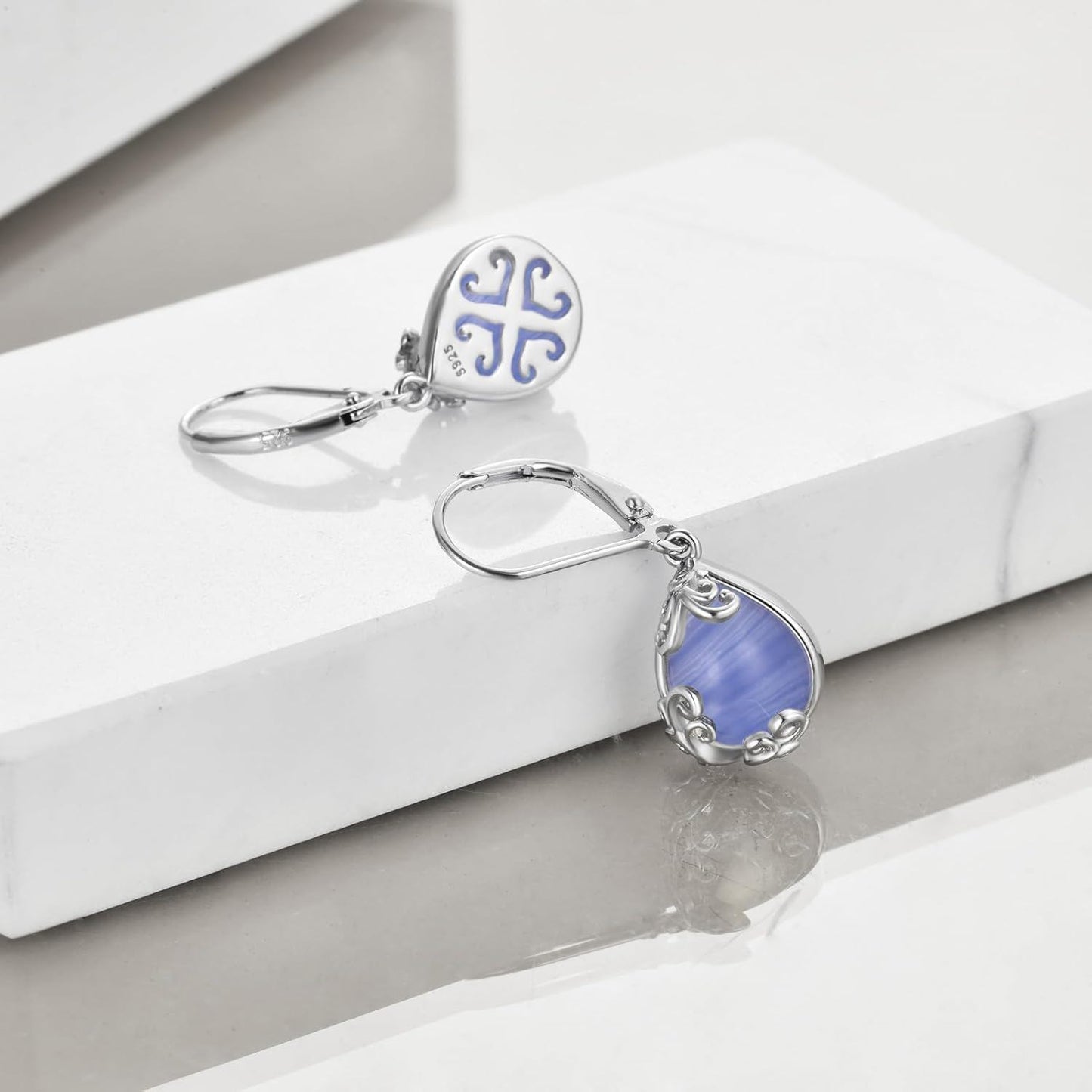 925 Sterling Silver Drop Earring Lever-backs for Women