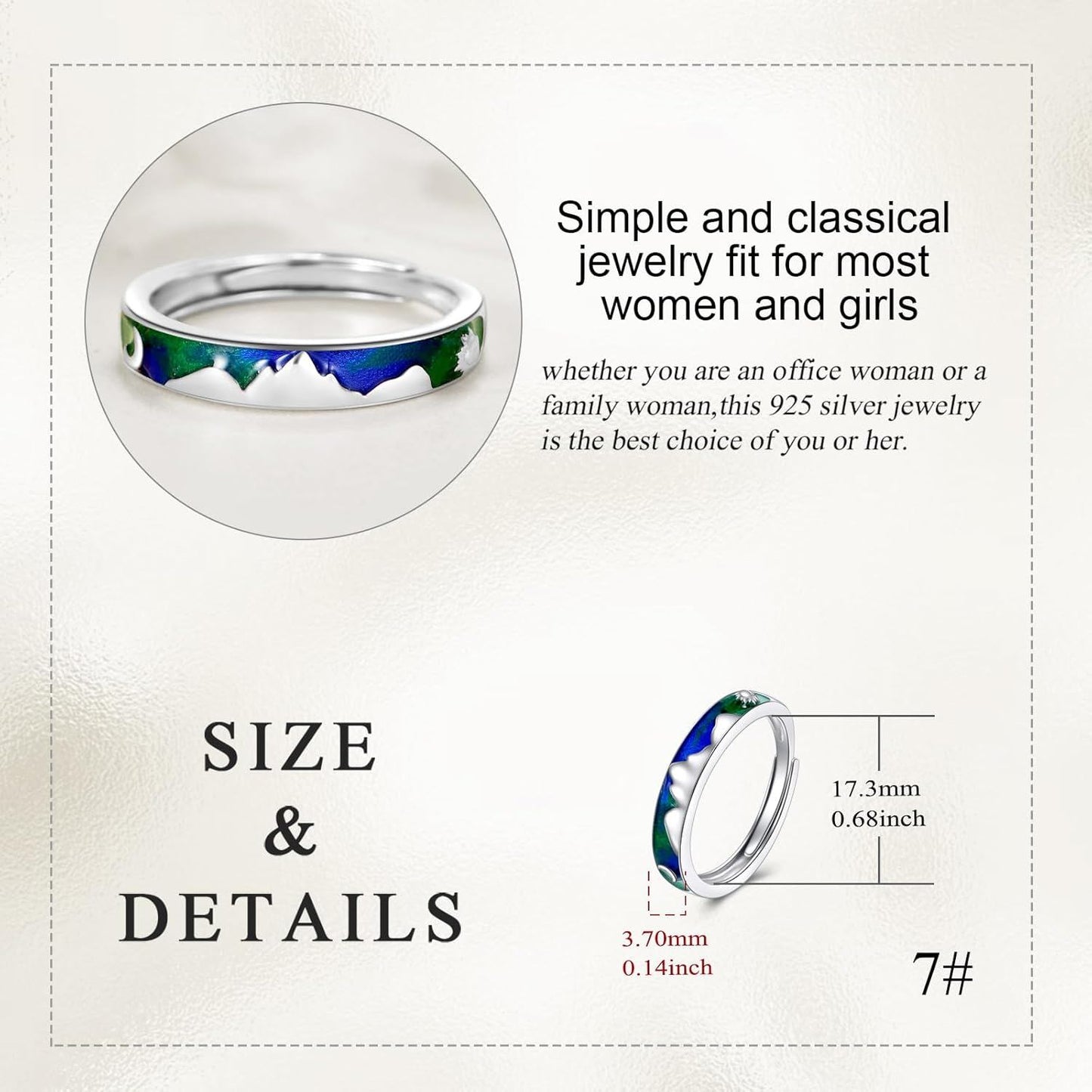 A26. 925 Sterling Silver Mountain Rings With Enamel Details